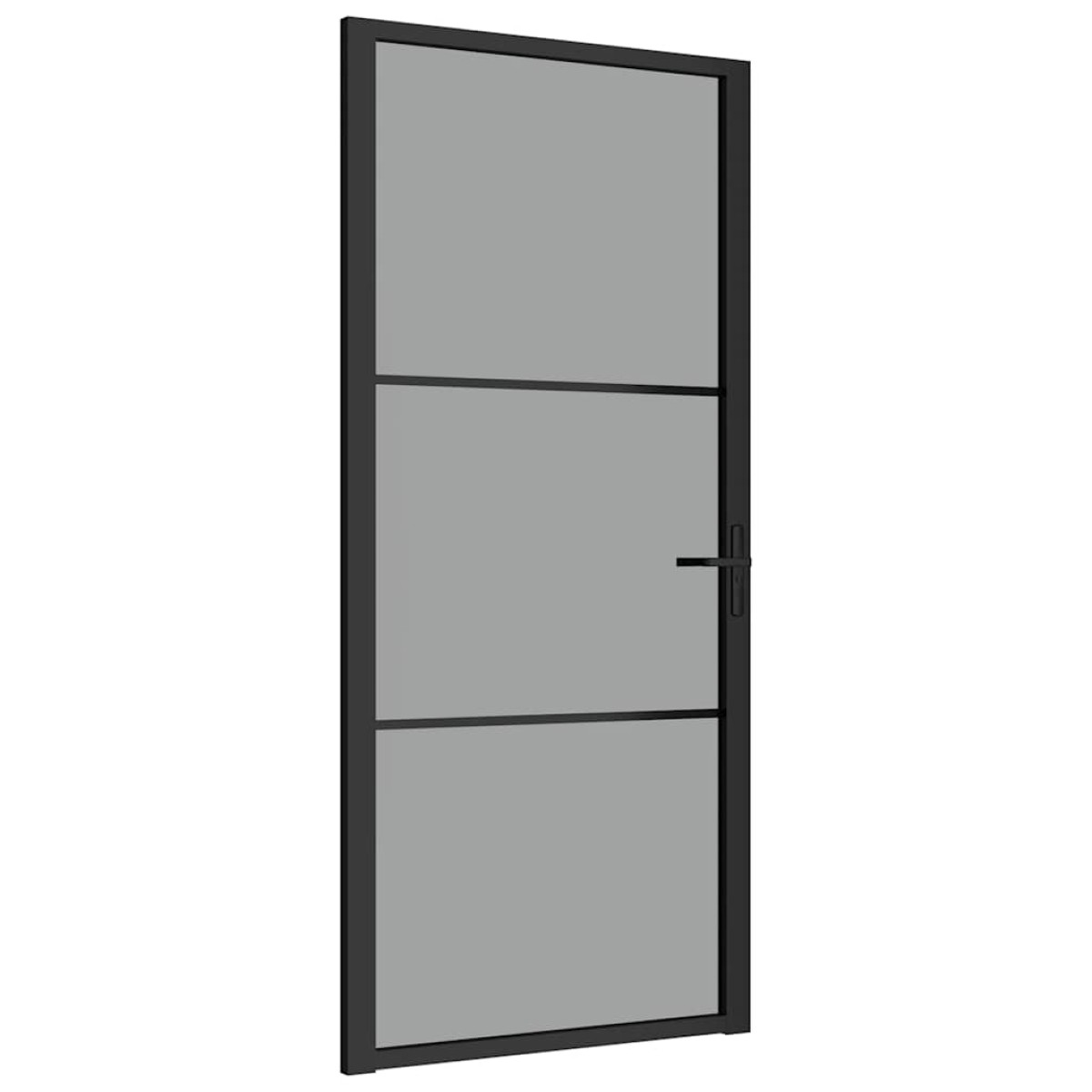 vidaXL Εσωτερική Πόρτα 93x201,5 εκ. Μαύρη ESG Γυαλί και Αλουμίνιο