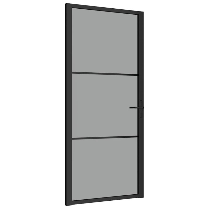 vidaXL Εσωτερική Πόρτα 93x201,5 εκ. Μαύρη ESG Γυαλί και Αλουμίνιο