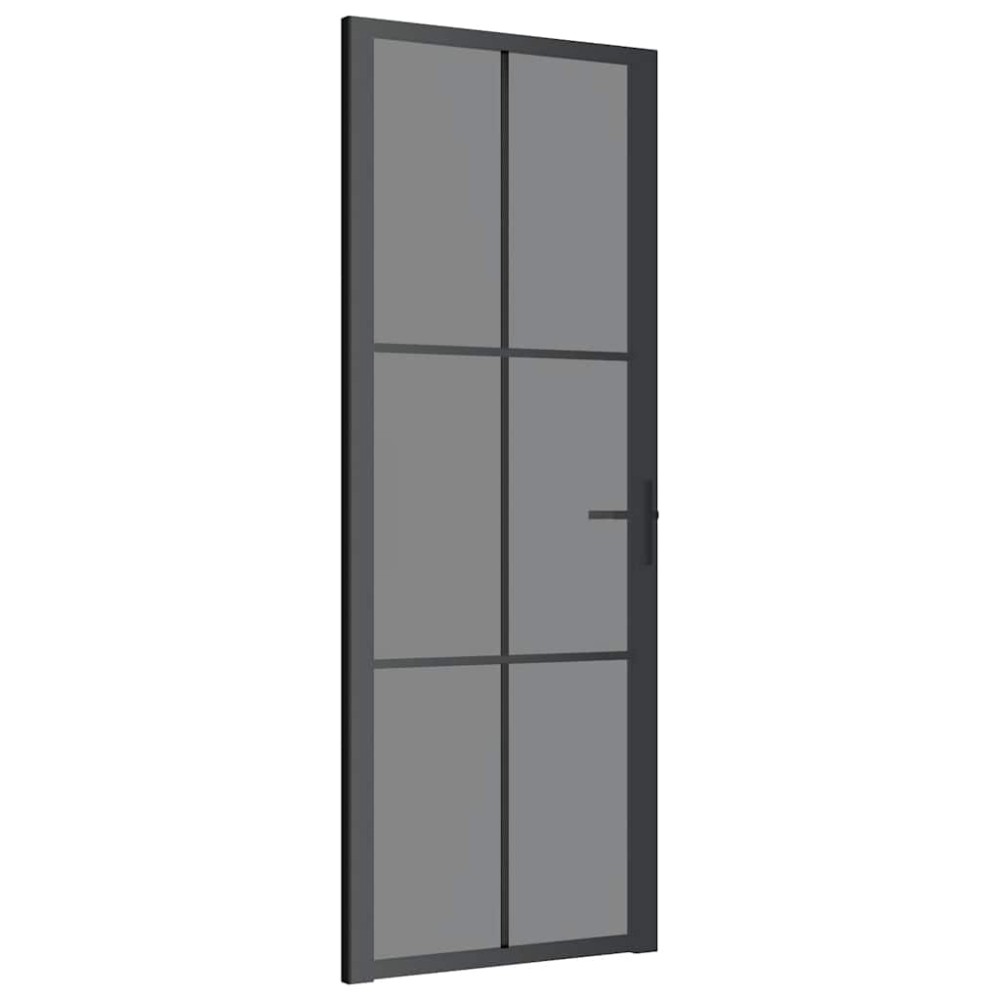 vidaXL Εσωτερική Πόρτα 76x201,5 εκ. Μαύρη ESG Γυαλί και Αλουμίνιο