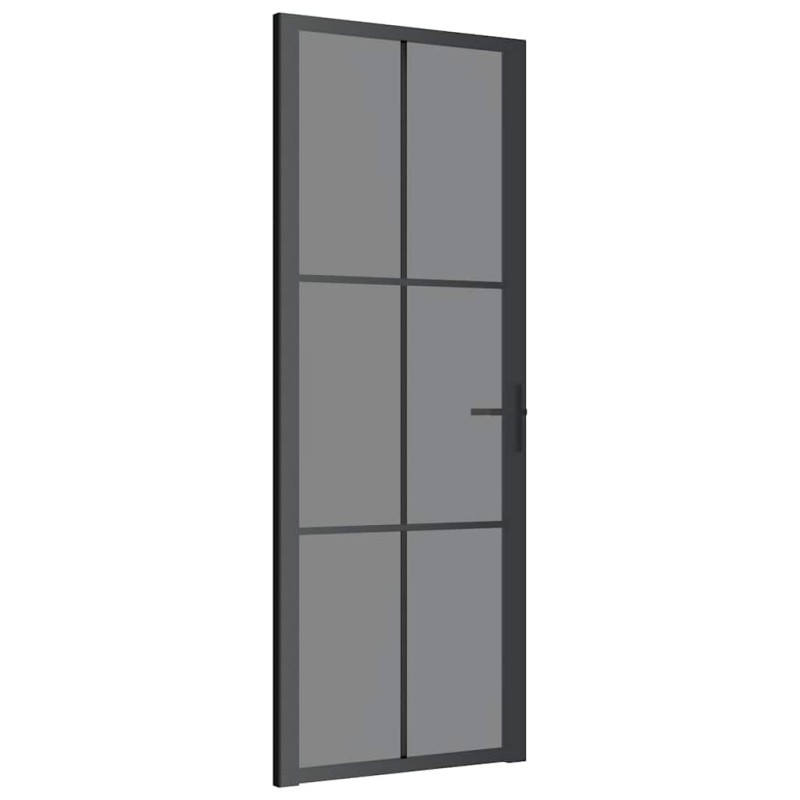 vidaXL Εσωτερική Πόρτα 76x201,5 εκ. Μαύρη ESG Γυαλί και Αλουμίνιο