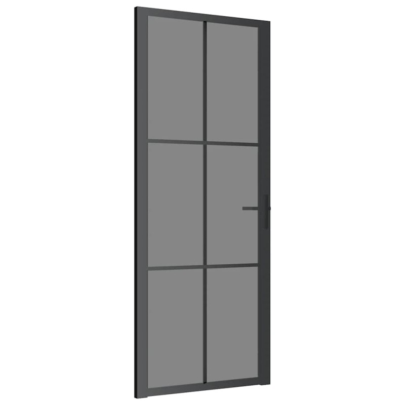 vidaXL Εσωτερική Πόρτα 83x201,5 εκ. Μαύρη ESG Γυαλί και Αλουμίνιο