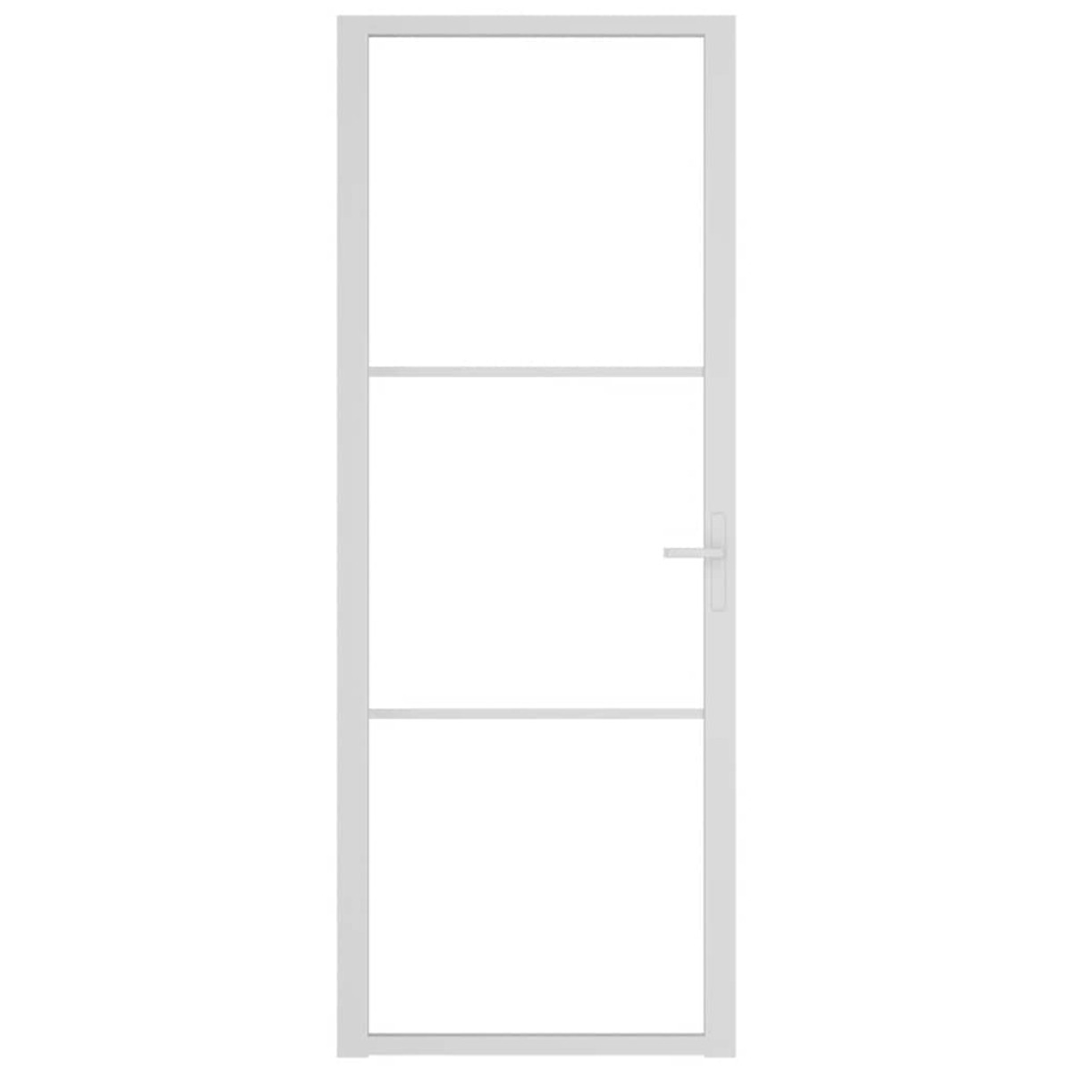 vidaXL Εσωτερική Πόρτα 76 x 201,5 εκ. Λευκό ESG Γυαλί και Αλουμίνιο