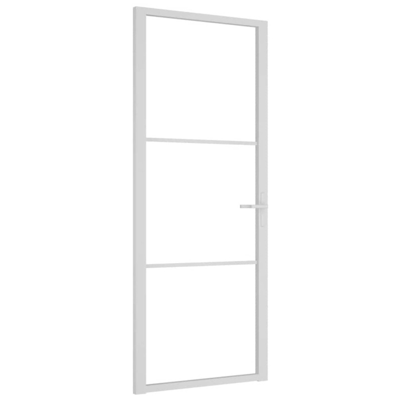 vidaXL Εσωτερική Πόρτα 83x201,5 εκ. Λευκό ESG Γυαλί και Αλουμίνιο