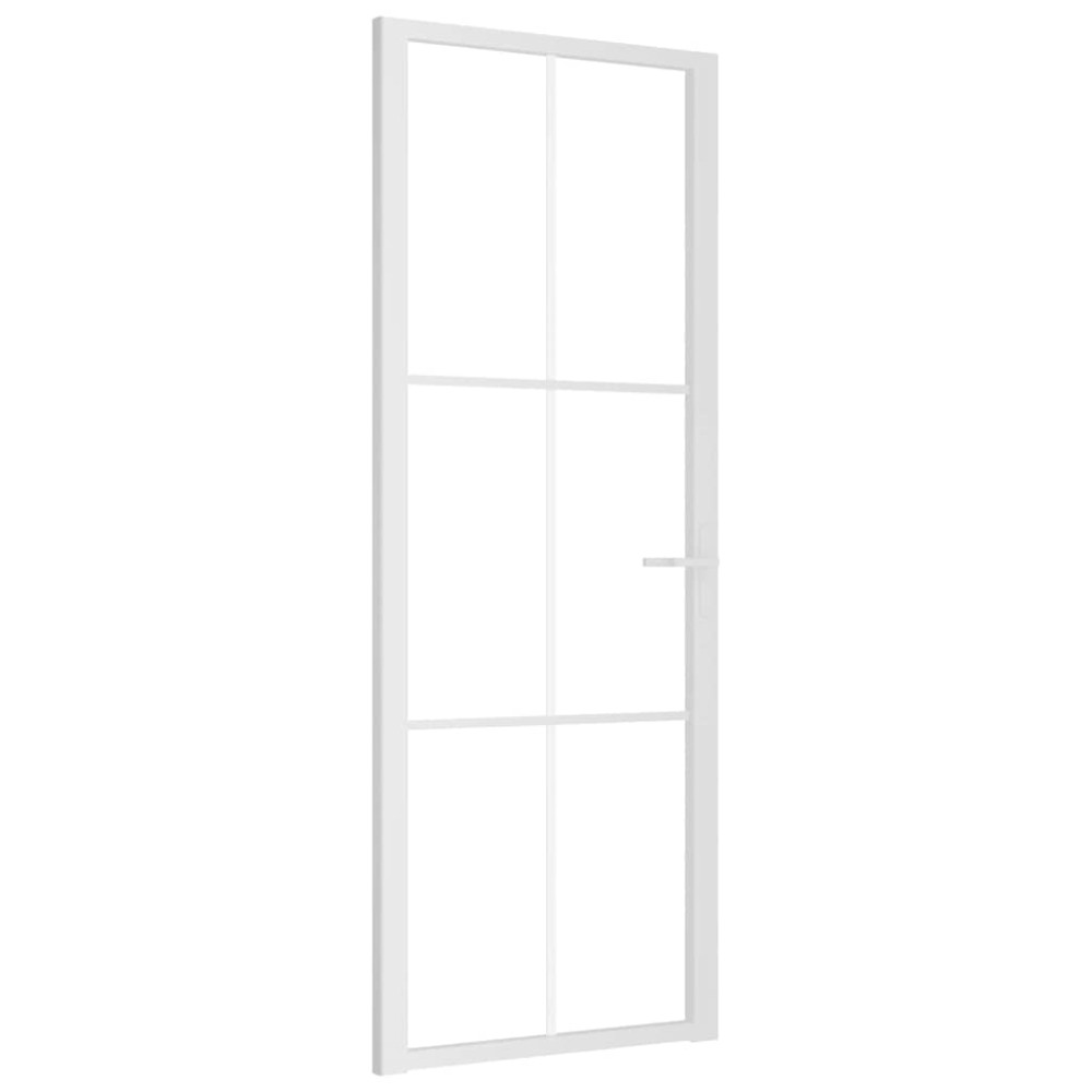 vidaXL Εσωτερική Πόρτα 76 x 201,5 εκ. Λευκό ESG Γυαλί και Αλουμίνιο