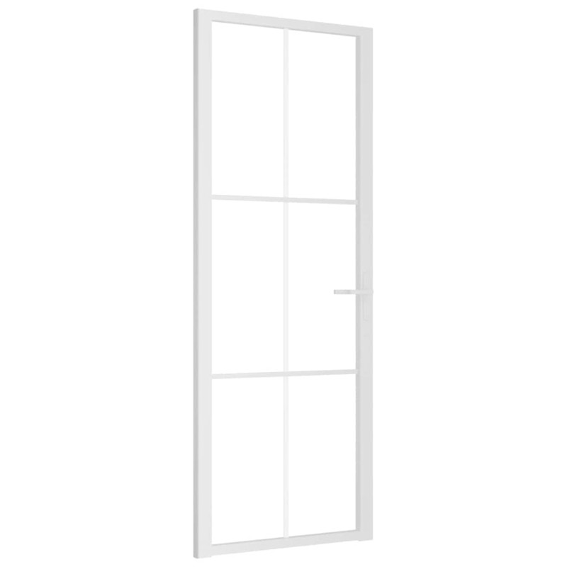 vidaXL Εσωτερική Πόρτα 76 x 201,5 εκ. Λευκό ESG Γυαλί και Αλουμίνιο