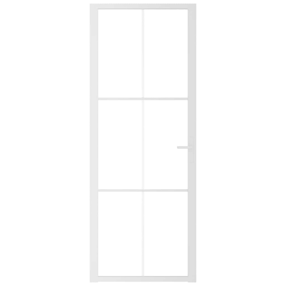 vidaXL Εσωτερική Πόρτα 76 x 201,5 εκ. Λευκό ESG Γυαλί και Αλουμίνιο