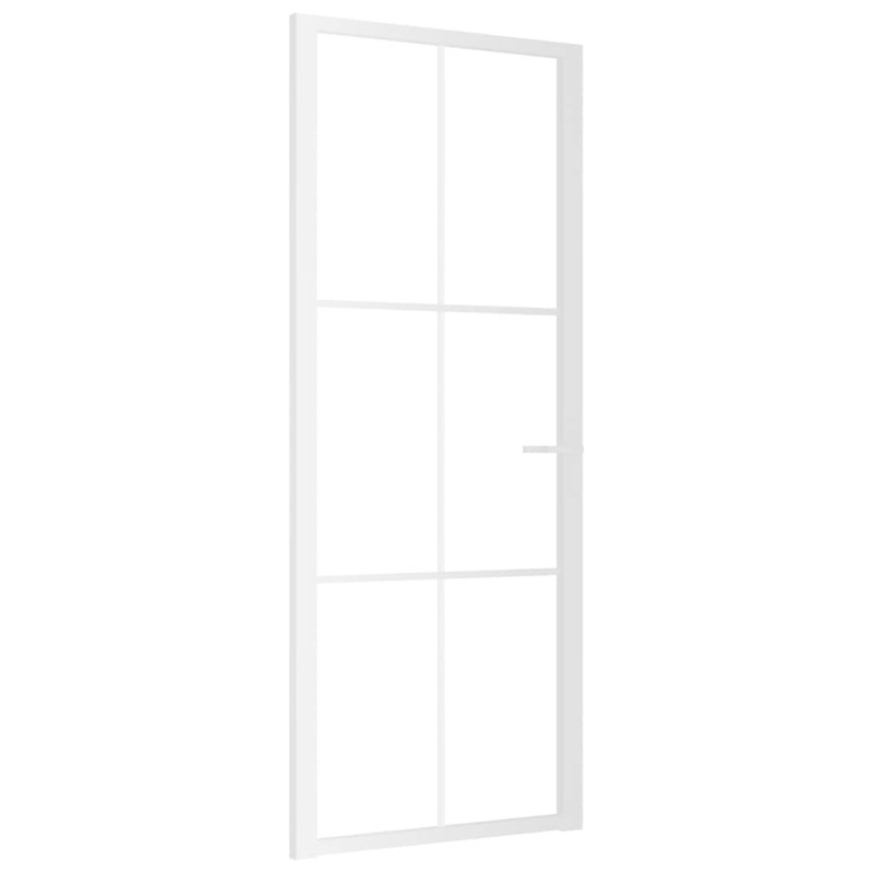 vidaXL Εσωτερική Πόρτα 83x201,5 εκ. Λευκό ESG Γυαλί και Αλουμίνιο