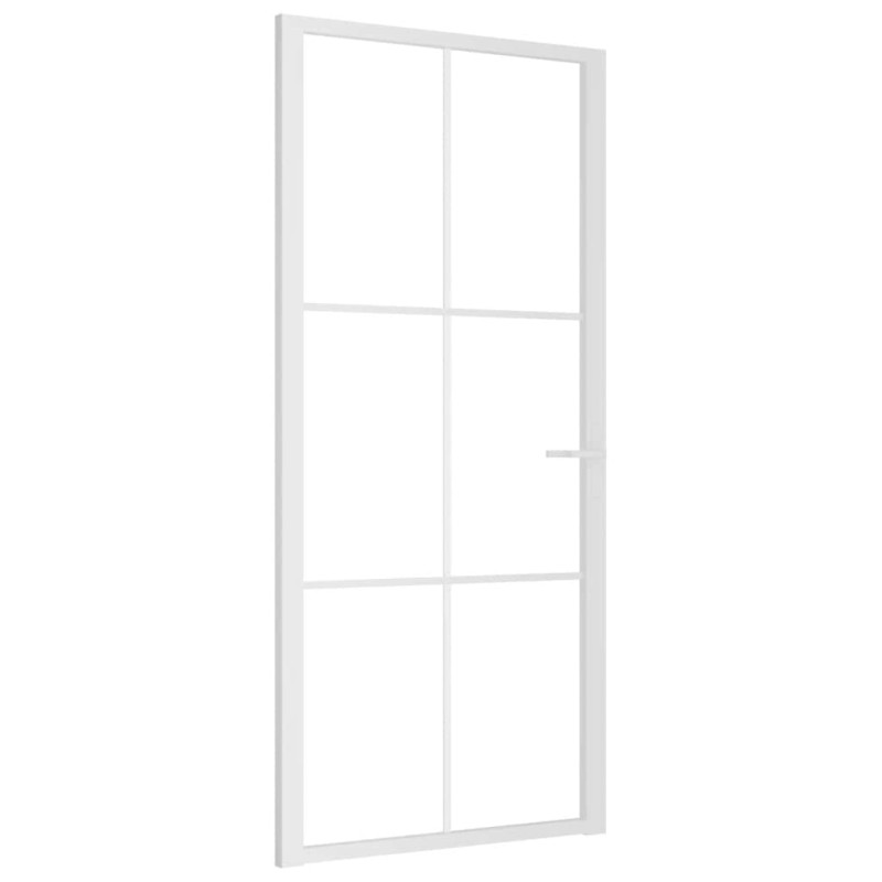 vidaXL Εσωτερική Πόρτα 93x201,5 εκ. Λευκό ESG Γυαλί και Αλουμίνιο
