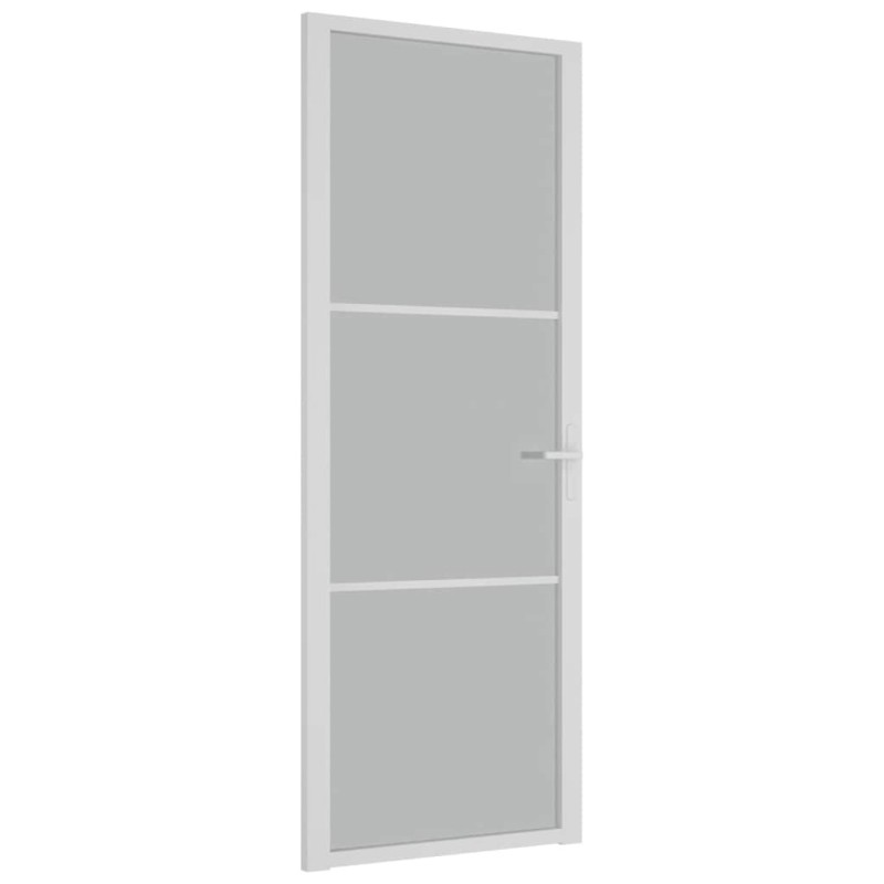 vidaXL Εσωτερική Πόρτα 76 x 201,5 εκ. Λευκό Ματ Γυαλί και Αλουμίνιο