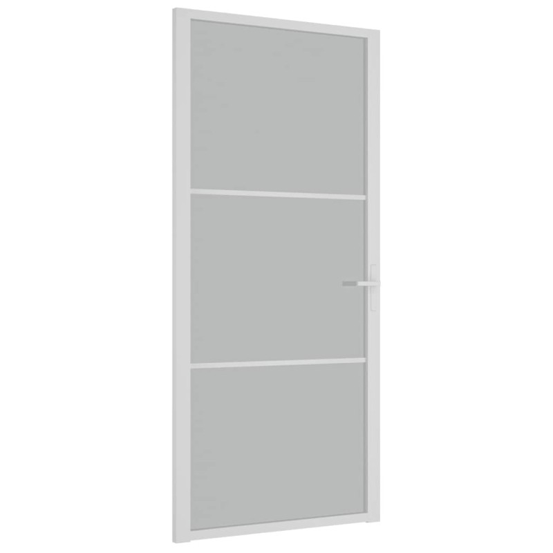 vidaXL Εσωτερική Πόρτα 93x201,5 εκ. Λευκό Ματ Γυαλί και Αλουμίνιο