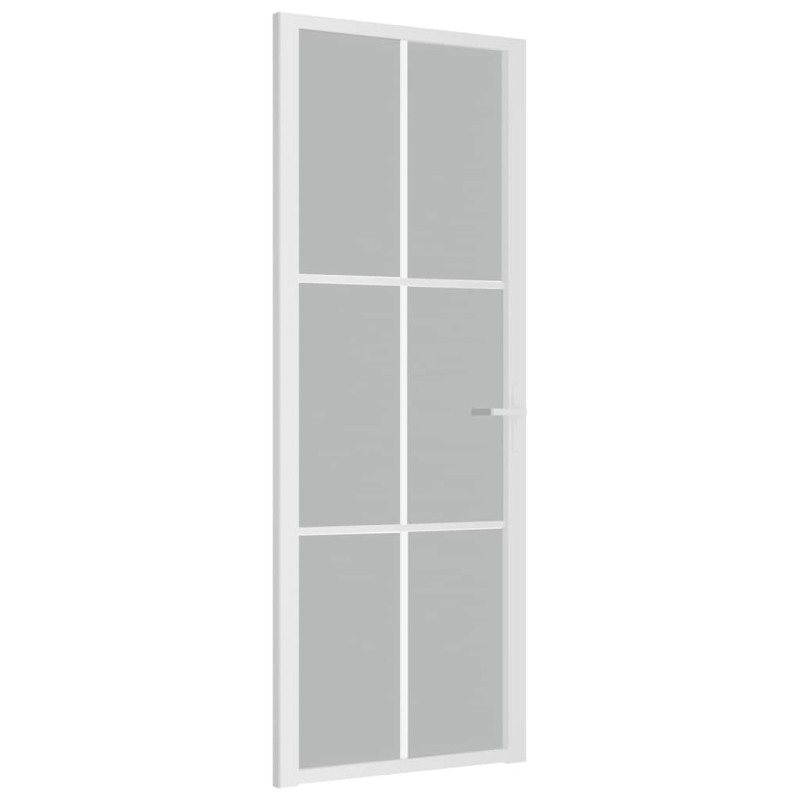 vidaXL Εσωτερική Πόρτα 76 x 201,5 εκ. Λευκό Ματ Γυαλί και Αλουμίνιο