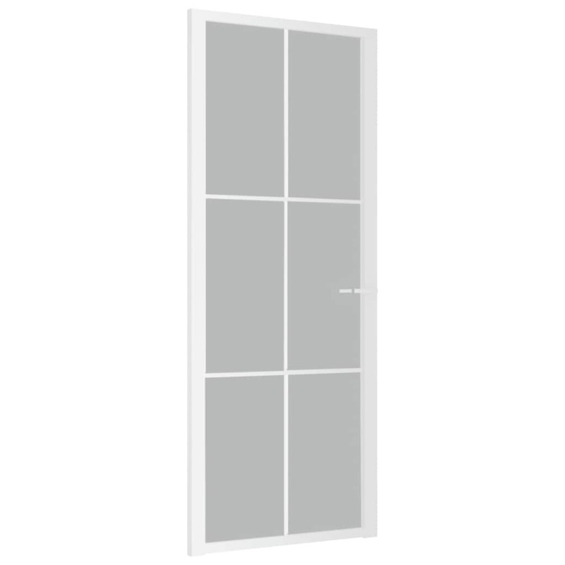 vidaXL Εσωτερική Πόρτα 83x201,5 εκ. Λευκό Ματ Γυαλί και Αλουμίνιο