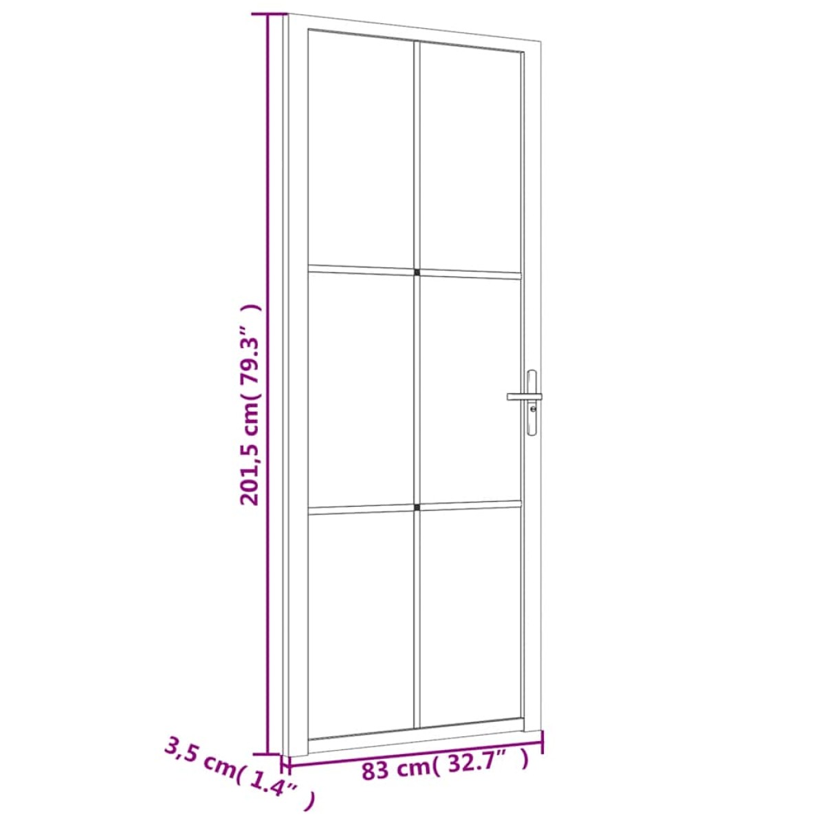 vidaXL Εσωτερική Πόρτα 83x201,5 εκ. Λευκό Ματ Γυαλί και Αλουμίνιο