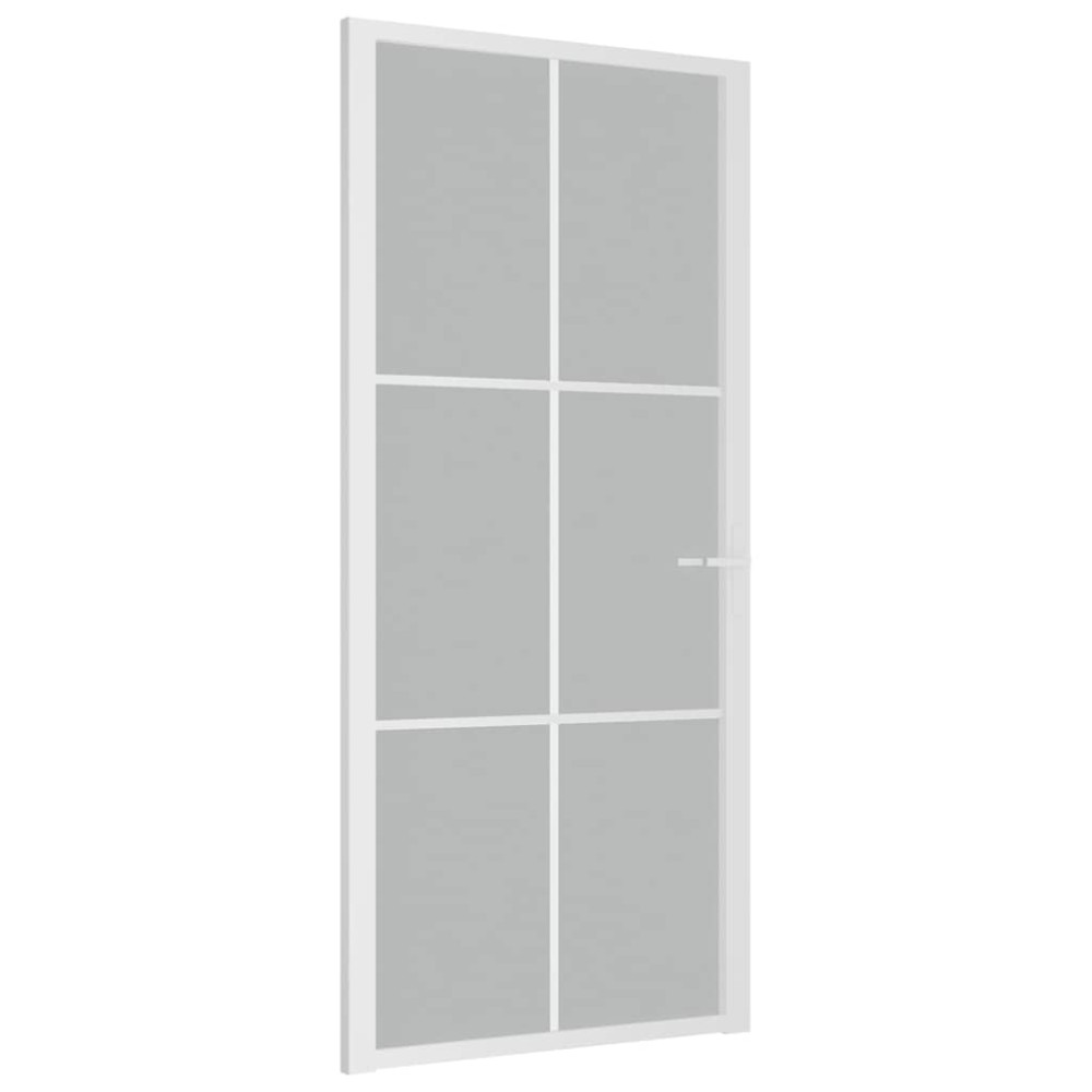 vidaXL Εσωτερική Πόρτα 93x201,5 εκ. Λευκό Ματ Γυαλί και Αλουμίνιο