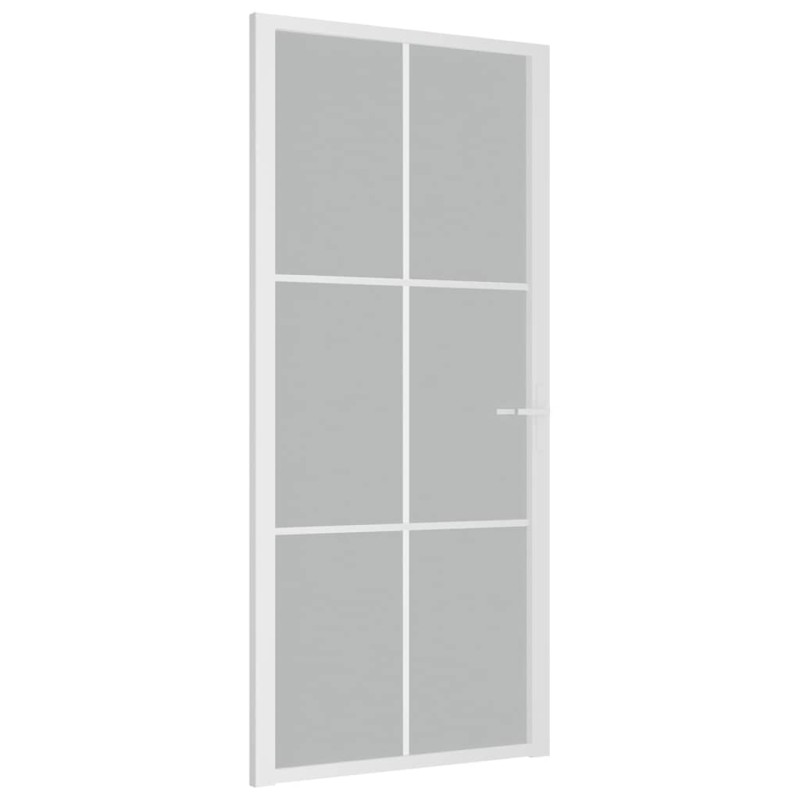 vidaXL Εσωτερική Πόρτα 93x201,5 εκ. Λευκό Ματ Γυαλί και Αλουμίνιο