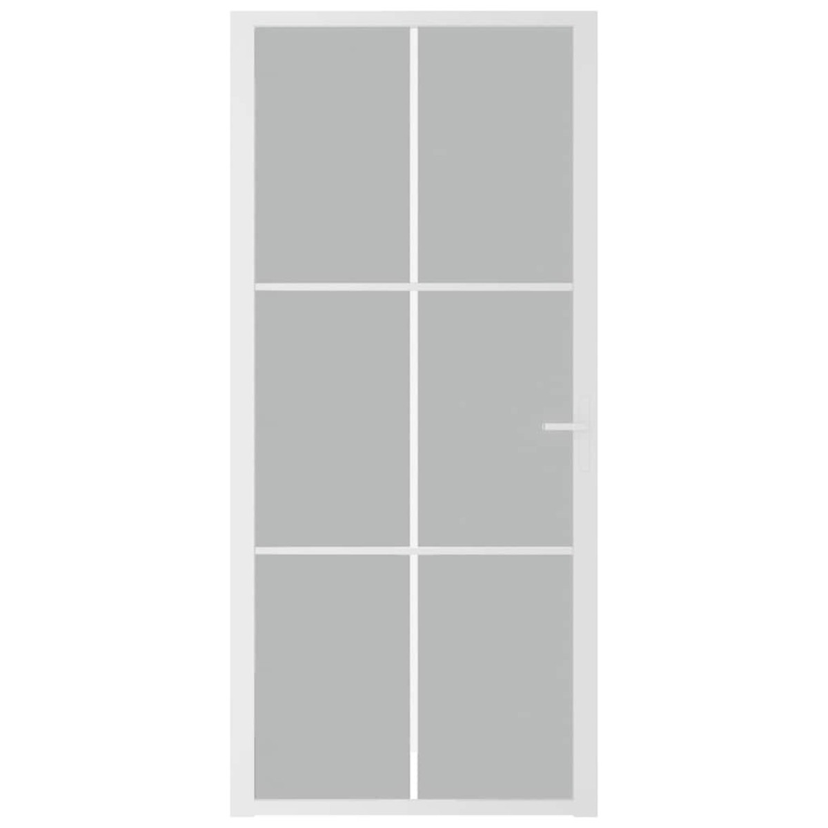 vidaXL Εσωτερική Πόρτα 93x201,5 εκ. Λευκό Ματ Γυαλί και Αλουμίνιο