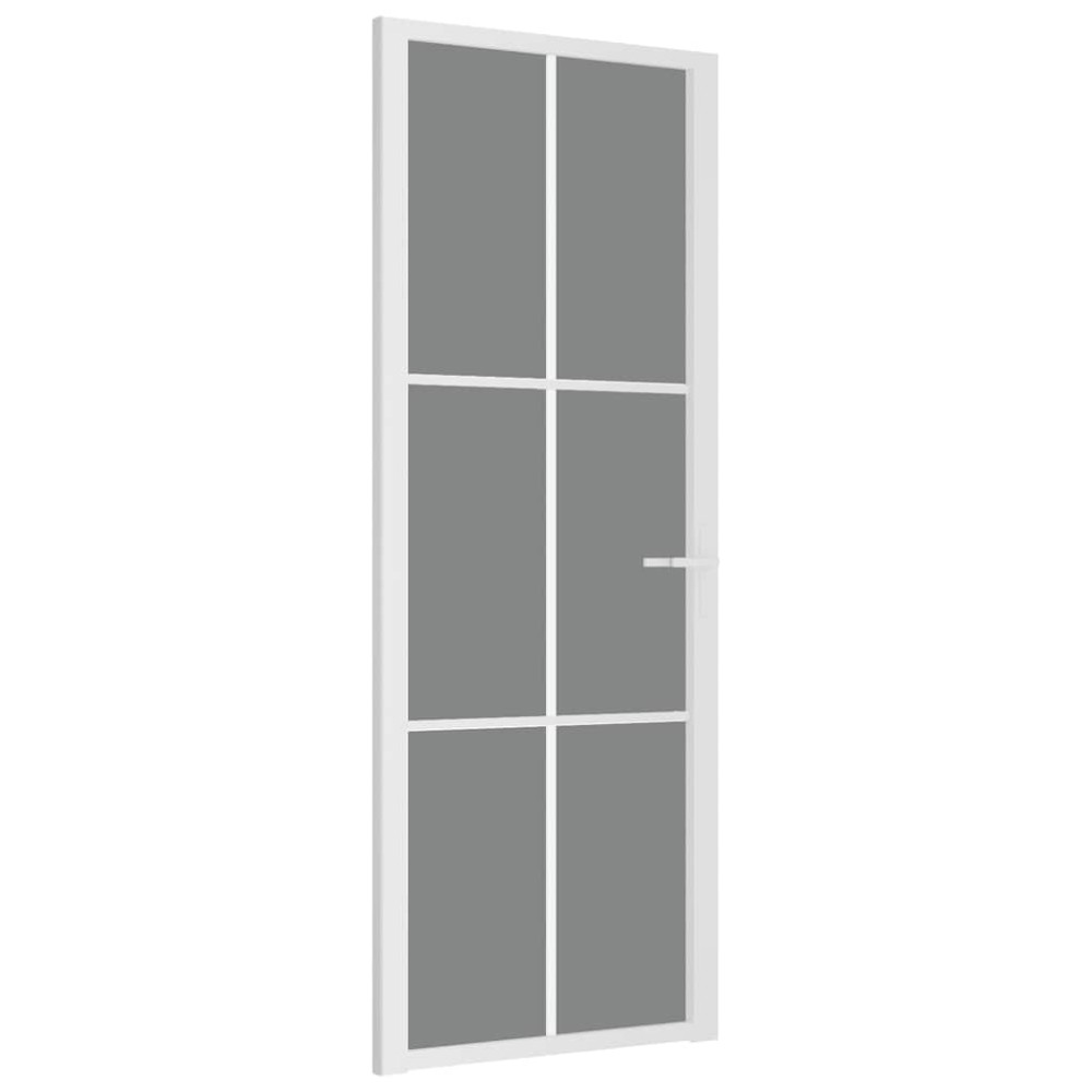 vidaXL Εσωτερική Πόρτα 76 x 201,5 εκ. Λευκό ESG Γυαλί και Αλουμίνιο