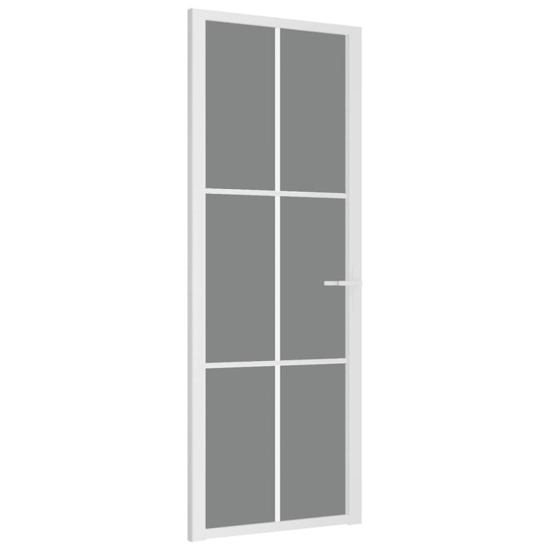 vidaXL Εσωτερική Πόρτα 76 x 201,5 εκ. Λευκό ESG Γυαλί και Αλουμίνιο