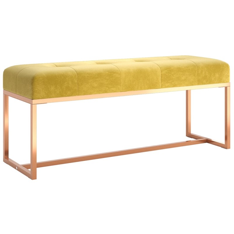 vidaXL Πάγκος Κίτρινο μουσταρδί 110 x 36 x 45 εκ. Βελούδινος