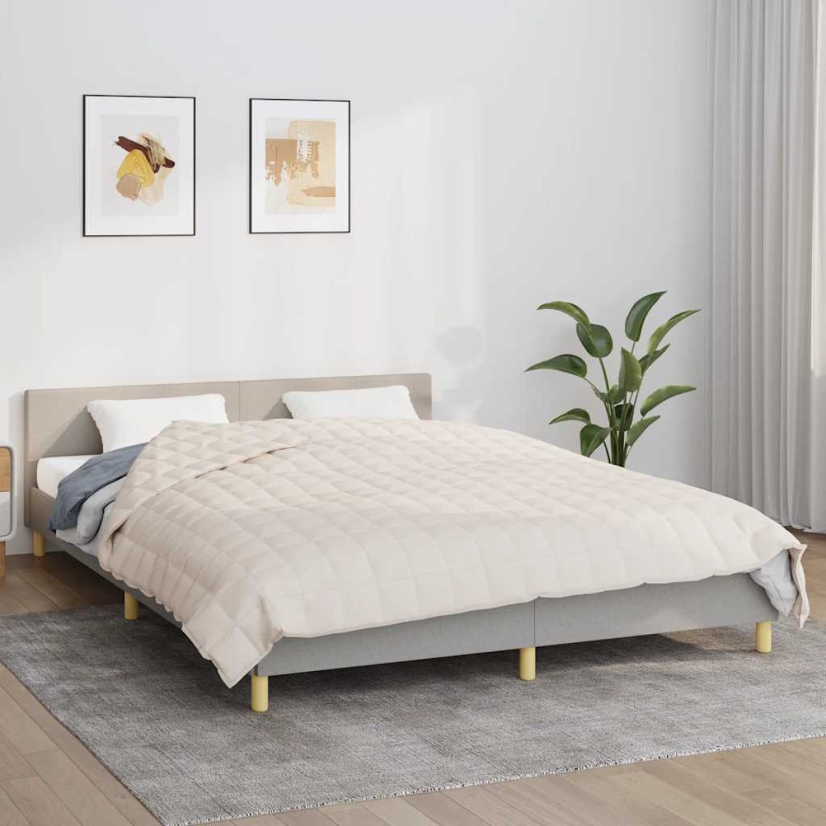 vidaXL Κουβέρτα Βαρύτητας Ανοιχτό Κρεμ 200 x 225 εκ. 9 κ. Υφασμάτινη