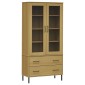vidaXL Βιβλιοθήκη OSLO Καφέ 85x35x172,5 εκ. Μασίφ Ξύλο με Μεταλ. Πόδια