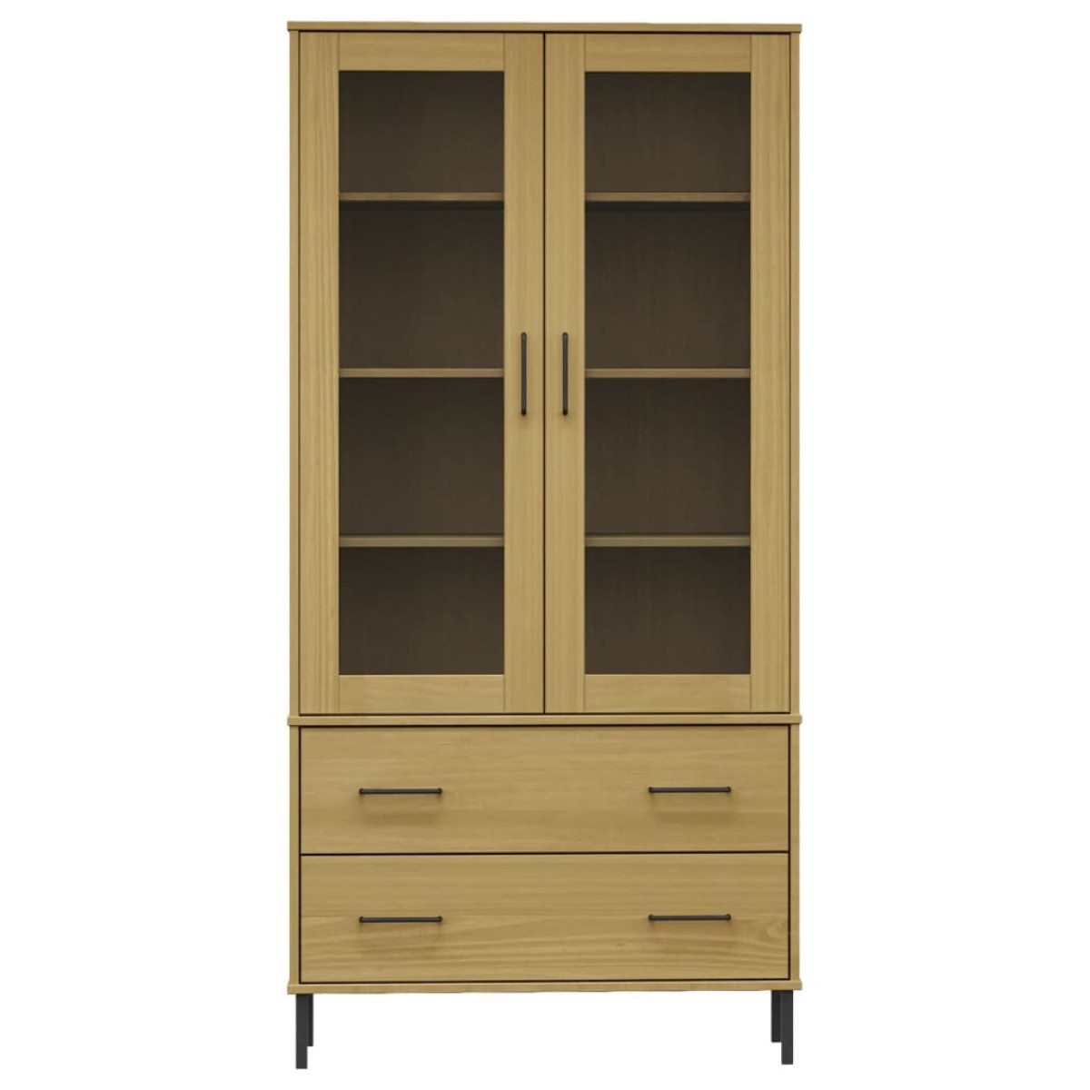 vidaXL Βιβλιοθήκη OSLO Καφέ 85x35x172,5 εκ. Μασίφ Ξύλο με Μεταλ. Πόδια