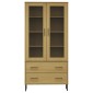 vidaXL Βιβλιοθήκη OSLO Καφέ 85x35x172,5 εκ. Μασίφ Ξύλο με Μεταλ. Πόδια