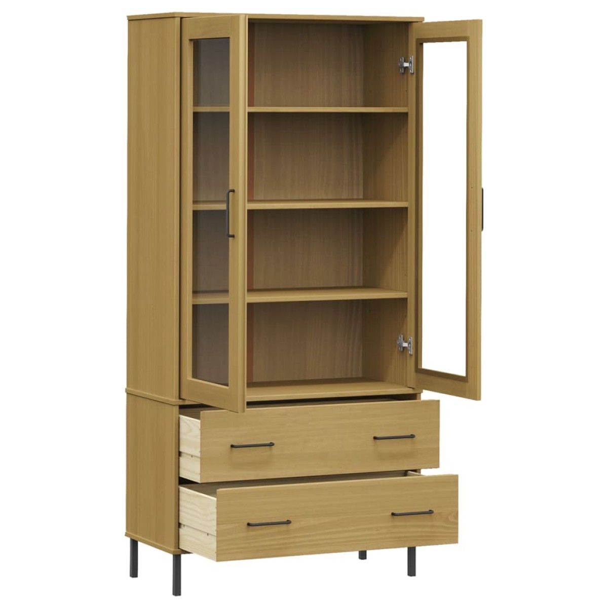 vidaXL Βιβλιοθήκη OSLO Καφέ 85x35x172,5 εκ. Μασίφ Ξύλο με Μεταλ. Πόδια