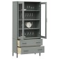 vidaXL Βιβλιοθήκη OSLO Γκρι 85x35x172,5 εκ. Μασίφ Ξύλο με Μεταλ. Πόδια
