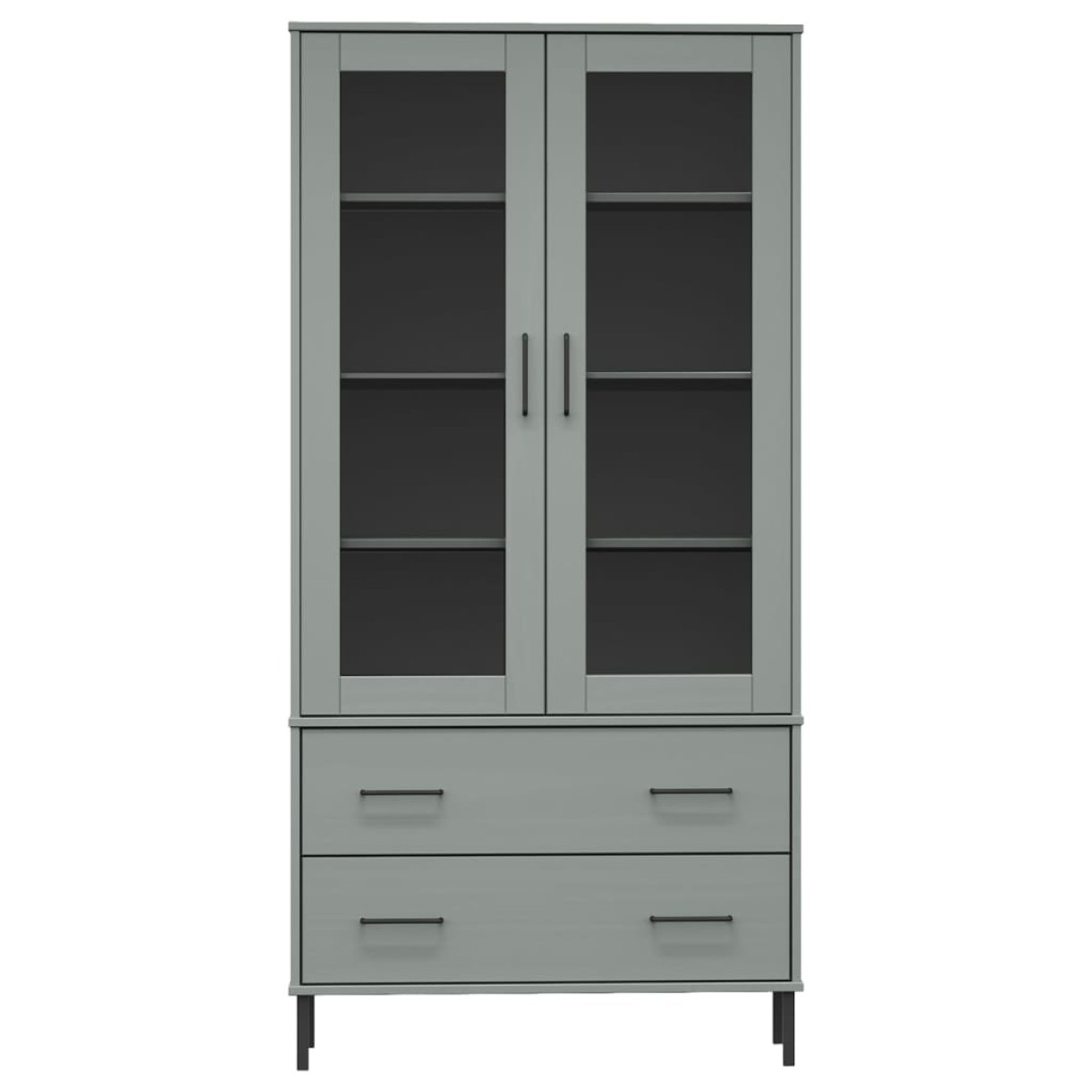 vidaXL Βιβλιοθήκη OSLO Γκρι 85x35x172,5 εκ. Μασίφ Ξύλο με Μεταλ. Πόδια