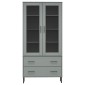 vidaXL Βιβλιοθήκη OSLO Γκρι 85x35x172,5 εκ. Μασίφ Ξύλο με Μεταλ. Πόδια