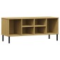 vidaXL Παπουτσοθήκη OSLO Καφέ 106x35x45 εκ. Μασίφ Ξύλο με Μεταλ. Πόδια