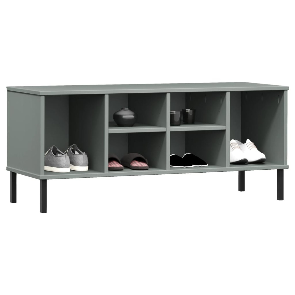 vidaXL Παπουτσοθήκη OSLO Γκρι 106x35x45 εκ. Μασίφ Ξύλο με Μετ. Πόδια