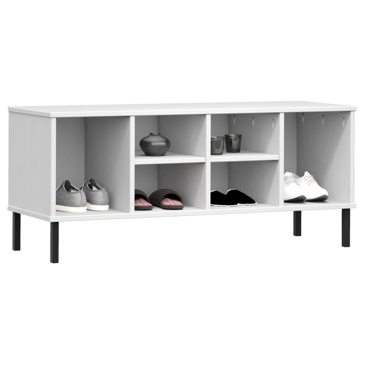 vidaXL Παπουτσοθήκη OSLO Λευκή 106x35x45 εκ Μασίφ Ξύλο με Μετ. Πόδια