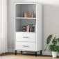 vidaXL Βιβλιοθήκη OSLO με 2 Συρτάρια Λευκή 60x35x128,5 εκ. Μασίφ Ξύλο