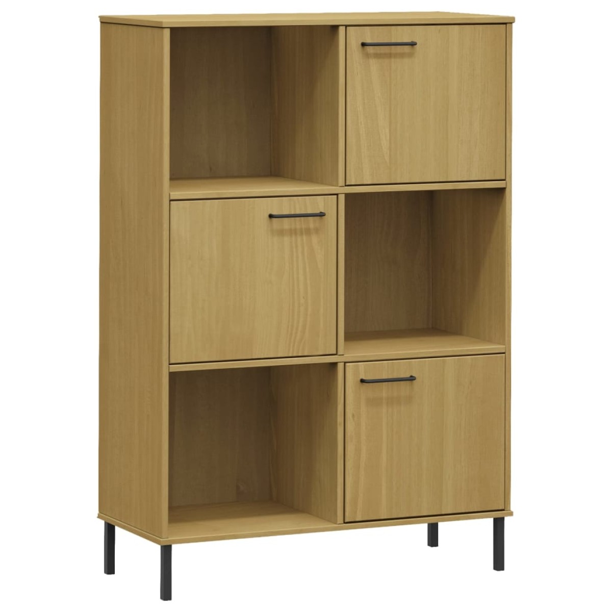 vidaXL Βιβλιοθήκη OSLO Καφέ 90x35x128,5 εκ. Μασίφ Ξύλο με Μετ. Πόδια
