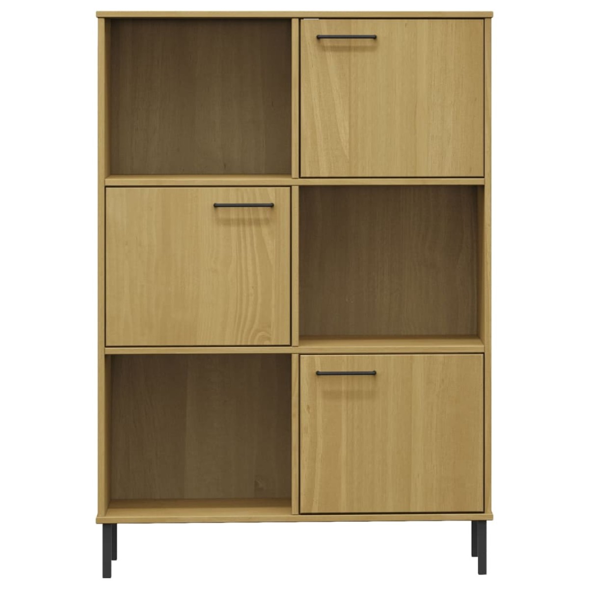 vidaXL Βιβλιοθήκη OSLO Καφέ 90x35x128,5 εκ. Μασίφ Ξύλο με Μετ. Πόδια
