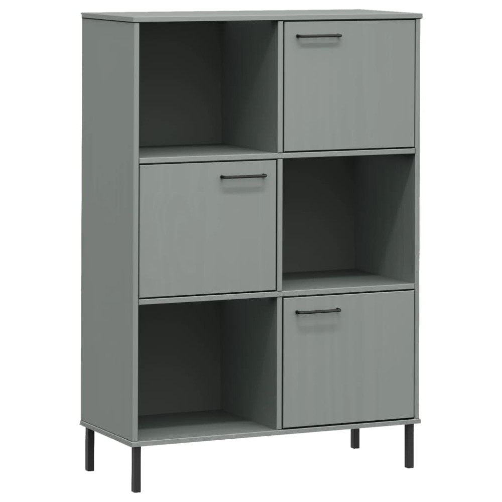 vidaXL Βιβλιοθήκη OSLO Γκρι 90x35x128,5 εκ. Μασίφ Ξύλο με Μετ. Πόδια