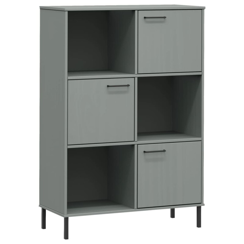 vidaXL Βιβλιοθήκη OSLO Γκρι 90x35x128,5 εκ. Μασίφ Ξύλο με Μετ. Πόδια