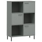 vidaXL Βιβλιοθήκη OSLO Γκρι 90x35x128,5 εκ. Μασίφ Ξύλο με Μετ. Πόδια
