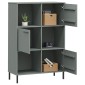 vidaXL Βιβλιοθήκη OSLO Γκρι 90x35x128,5 εκ. Μασίφ Ξύλο με Μετ. Πόδια