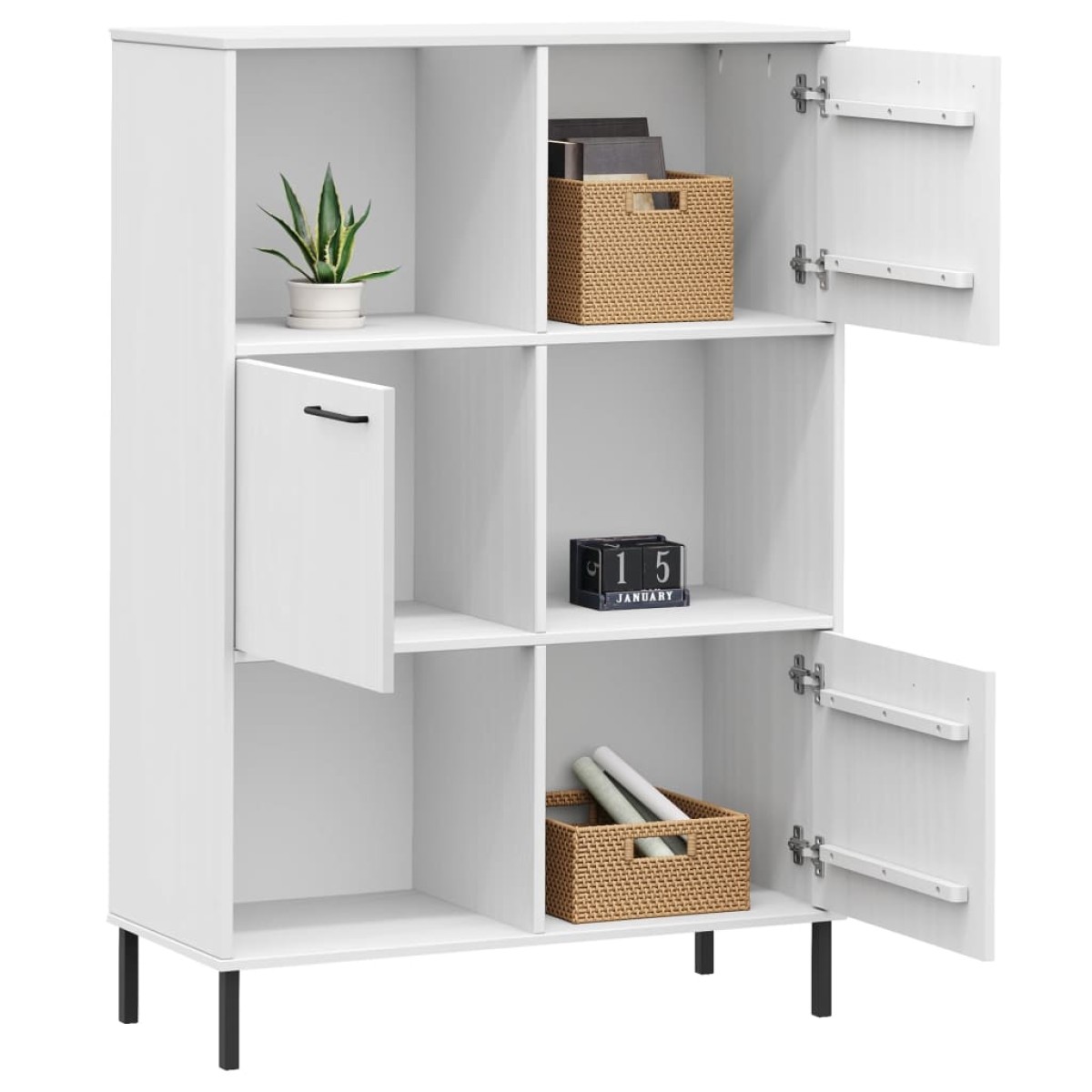 vidaXL Βιβλιοθήκη OSLO Λευκή 90x35x128,5 εκ. Μασίφ Ξύλο με Μετ. Πόδια