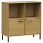 vidaXL Βιβλιοθήκη OSLO Καφέ 90x35x90,5 εκ. Μασίφ Ξύλο με Μεταλ. Πόδια