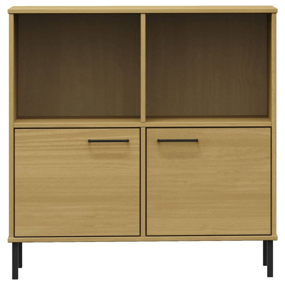 vidaXL Βιβλιοθήκη OSLO Καφέ 90x35x90,5 εκ. Μασίφ Ξύλο με Μεταλ. Πόδια