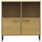 vidaXL Βιβλιοθήκη OSLO Καφέ 90x35x90,5 εκ. Μασίφ Ξύλο με Μεταλ. Πόδια