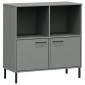 vidaXL Βιβλιοθήκη OSLO Γκρι 90x35x90,5 εκ. Μασίφ Ξύλο με Μετ. Πόδια