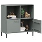vidaXL Βιβλιοθήκη OSLO Γκρι 90x35x90,5 εκ. Μασίφ Ξύλο με Μετ. Πόδια