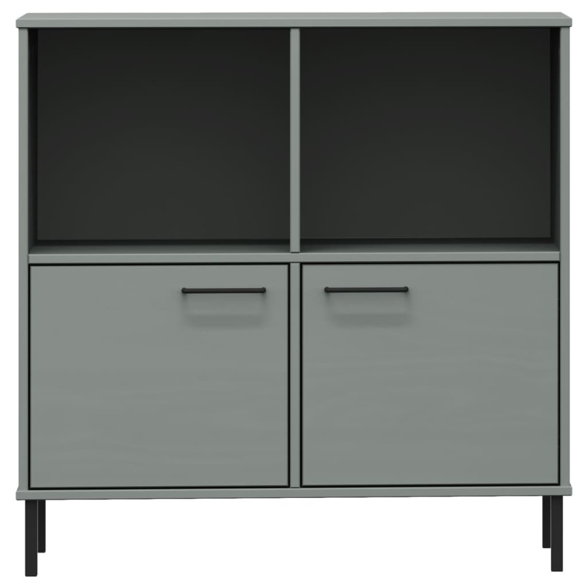 vidaXL Βιβλιοθήκη OSLO Γκρι 90x35x90,5 εκ. Μασίφ Ξύλο με Μετ. Πόδια