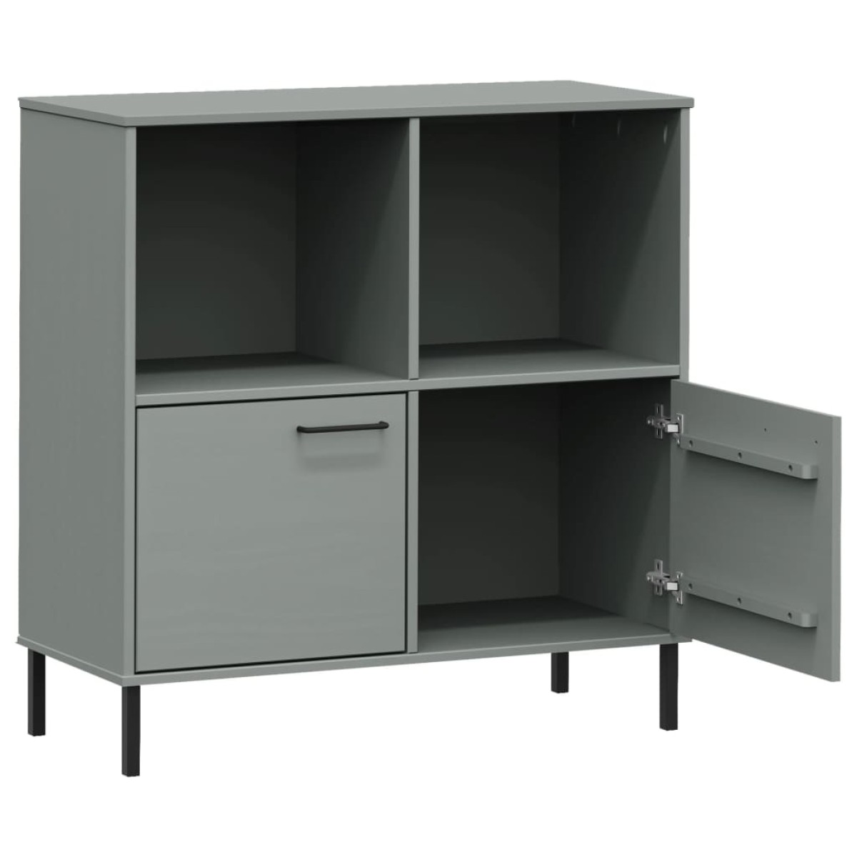 vidaXL Βιβλιοθήκη OSLO Γκρι 90x35x90,5 εκ. Μασίφ Ξύλο με Μετ. Πόδια