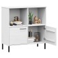 vidaXL Βιβλιοθήκη OSLO Λευκή 90x35x90,5 εκ. Μασίφ Ξύλο με Μετ. Πόδια